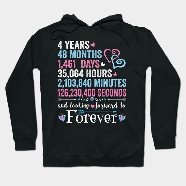 4th Wedding Anniversary Shirt Matching Couple 4 Years Wedding Marriage Gift  for Husband and Wife Hoodie by BestSellerDesign